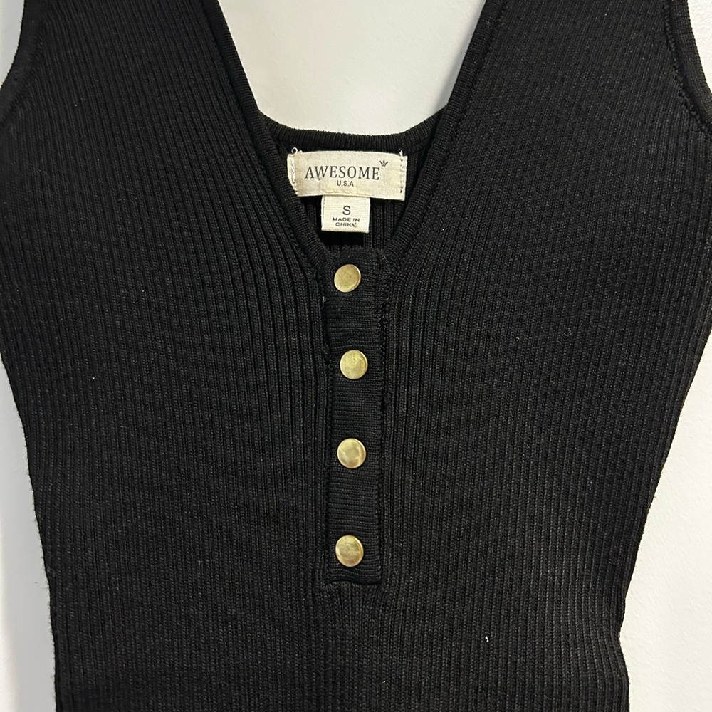 Black bodycon ribbed tank dress